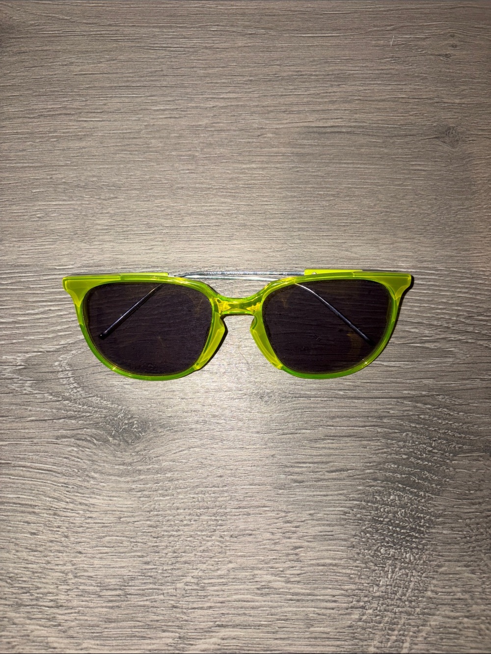 Calvin Klein Neon Lime Green Sunglasses with Dark Lenses